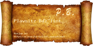 Plavsitz Bálint névjegykártya