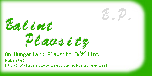 balint plavsitz business card